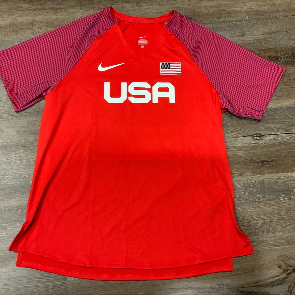 Nike USA Pro Elite Shirt Track Field Olympics Made In USA AO8743-602 Men’s Sz M